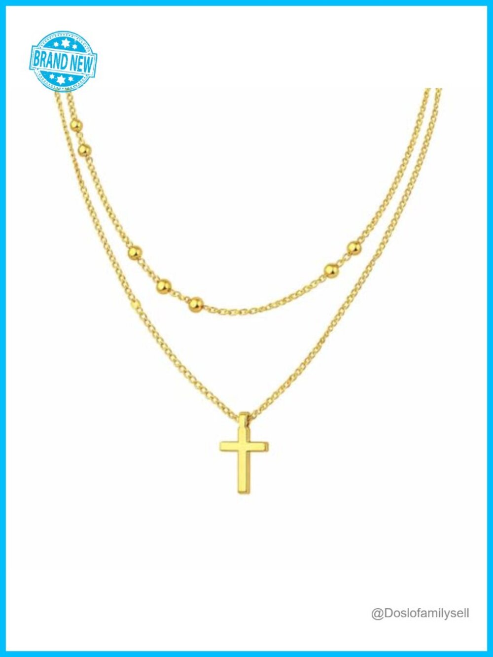 14K Gold Cross Necklace Layered Dainty Small Crucifix Pendant for Women